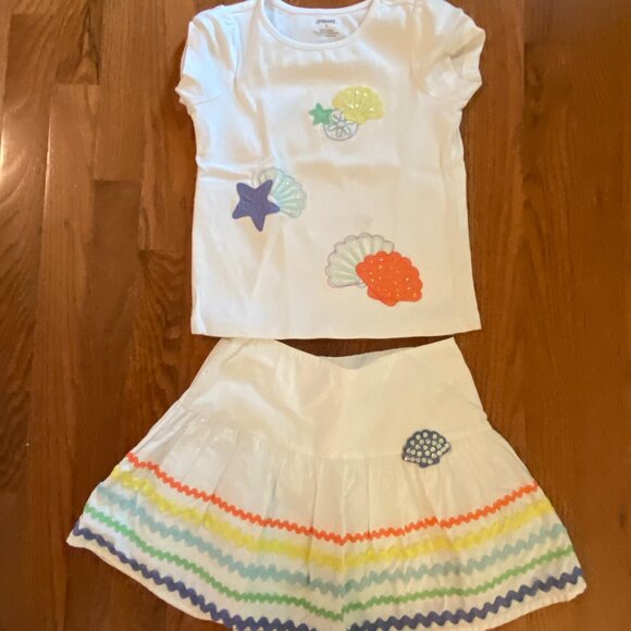 Gymboree 2 pc set - white t-shrt and skort - Size 7 - Picture 1 of 6